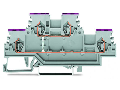 Double-deck terminal block; 4-conductor through terminal block; L; internal commoning; conductor entry with violet marking; for DIN-rail 35 x 15 and 35 x 7.5; 1.5 mm; CAGE CLAMP; 1,50 mm; gray