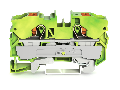 2-conductor ground terminal block; 10 mm²; with test port; side and center marking; for DIN-rail 35 x 15 and 35 x 7.5; Push-in CAGE CLAMP®; 10,00 mm²; green-yellow