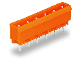THT male header; 1.0 x 1.0 mm solder pin; straight; Pin spacing 7.62 mm; 6-pole; orange