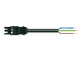 pre-assembled connecting cable; Eca; Socket/open-ended; 3-pole; Cod. A; H05Z1Z1-F 3G 1.5 mm; 3 m; 1,50 mm; black