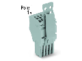 1-conductor female plug; Strain relief plate; 1.5 mm; 6-pole; 1,50 mm; gray
