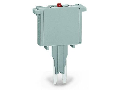 Fuse plug; with soldered miniature fuse; with indicator lamp; LED (red); DC 15 - 30 V; 500 mA FF; 5 mm wide; gray