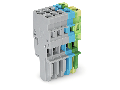 1-conductor female plug; 4 mm²; 5-pole; 4,00 mm²; gray, blue, green-yellow