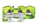 3-conductor ground terminal block; 10 mm²; with test port; side and center marking; for DIN-rail 35 x 15 and 35 x 7.5; Push-in CAGE CLAMP®; 10,00 mm²; green-yellow