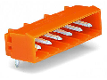 THT male header; 1.2 x 1.2 mm solder pin; angled; Pin spacing 5.08 mm; 12-pole; orange