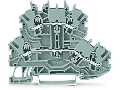 Double-deck terminal block; Through/through terminal block; L/N; without marker carrier; Blue conductor entry upper deck; for DIN-rail 35 x 15 and 35 x 7.5; 1 mm; Push-in CAGE CLAMP; 1,00 mm; gray