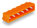 THT male header; 1.0 x 1.0 mm solder pin; angled; Pin spacing 7.62 mm; 12-pole; orange