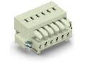 1-conductor female plug; 100% protected against mismating; Screw flange; 1.5 mm; Pin spacing 3.5 mm; 3-pole; 1,50 mm; light gray