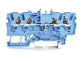 4-conductor through terminal block; with push-button; 1.5 mm²; with test port; suitable for Ex i applications; side and center marking; for DIN-rail 35 x 15 and 35 x 7.5; Push-in CAGE CLAMP®; 1,00 mm²; blue