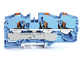 3-conductor through terminal block; with push-button; 16 mm²; with test port; suitable for Ex i applications; side and center marking; for DIN-rail 35 x 15 and 35 x 7.5; Push-in CAGE CLAMP®; 16,00 mm²; blue