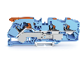 3-conductor through terminal block; with lever and push-button; 16 mm²; with test port; suitable for Ex i applications; side and center marking; for DIN-rail 35 x 15 and 35 x 7.5; Push-in CAGE CLAMP®; 16,00 mm²; blue