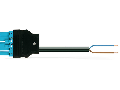 pre-assembled connecting cable; Cca; Plug/open-ended; 5-pole; Cod. I; H05Z1Z1-F 2 x 1,50 mm; 1 m; 1,50 mm; blue
