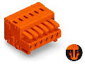 1-conductor female plug; 100% protected against mismating; Snap-in mounting feet; 1.5 mm; Pin spacing 3.81 mm; 12-pole; 1,50 mm; orange