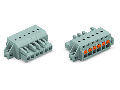 1-conductor female plug; push-button; clamping collar; 2.5 mm; Pin spacing 5 mm; 12-pole; 2,50 mm; gray