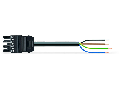 pre-assembled connecting cable; Eca; Socket/open-ended; 4-pole; Cod. A; H05Z1Z1-F 4G 1.5 mm; 2 m; 1,50 mm; black