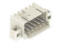 THT male header; 1.0 mm Ø solder pin; angled; clamping collar; Pin spacing 3.5 mm; 3-pole; light gray