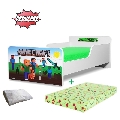 Pat Start Minecraft 2-8 ani + saltea cu lana 140x70x12 cm + husa impermeabila - PC-PCH-PRO-STR-MCF-70