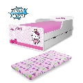 Pat pentru Fete 2-12 ani Start Hello Kitty cu sertar si saltea cu lana 160x80cm- PC-P-MK-SRT-HKT-80