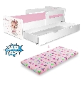 Pat copii Balerina P2 2-12 ani cu sertar si 2 protectii laterale detasabile si saltea cu lana inclusa - PC-P-MK-SRT-BAL-P2-80