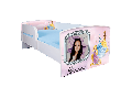 Pat personalizat fete cu Printesele Disney si poza si nume copil, include saltea 130x60 cm si sertar ptv3297