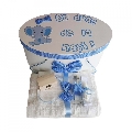 Set trusou de botez si cutie trusou personalizata pentru Baieti Denikos® 224 decor carouri si elefantel - NKO1780