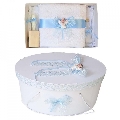 Set trusou botez Baietei cu cutie trusou si Ingeras dantela bleu Denikos® 446 NKO2003