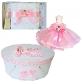 Trusou de botez pentru Fete si cutie trusou cu lumanare Denikos 481 cu Ingeras decor roz  NKO2038