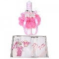 Pachet Trusou botez cu mesaj si lumanare inclusa pentru Fetita Denikos® 540 decor roz cu ursuleti - NKO2958