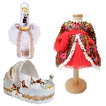 Pachet costum traditional fete si trusou botez landou cu lumanare Denikos 988 NIK5417