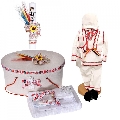 Set traditional trusou botez cu cutie trusou si lumanare si costum popular baieti Denikos C9096 NIK5469