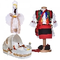 Pachet costum popular si trusou botez landou Fata cu lumanare si decor traditional Denikos 1057 NIK5514