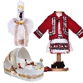 Set costum national cu lumanare botez si trusou botez landou Fetite cu decor traditional Denikos 1058 NIK5515