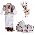 Pachet traditional baieti cu trusou botez landou cu lumanare botez si costum popular Denikos C9269 NIK5519