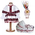 Set rochita traditionala fata trusou botez landou si lumanare cu decor national Denikos® C9285 NIK5535