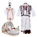 Trusou botez landou plus lumanare si costum national pentru Baietei Denikos 1040 NIK5536